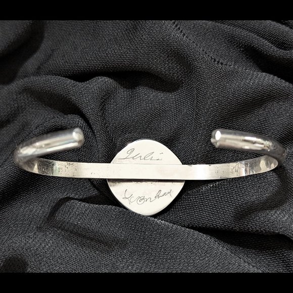 Wow Pink & Purple Heavy Gauge Sterling Silver Dichroic Glass Adjustable Bracelet - Picture 7 of 8